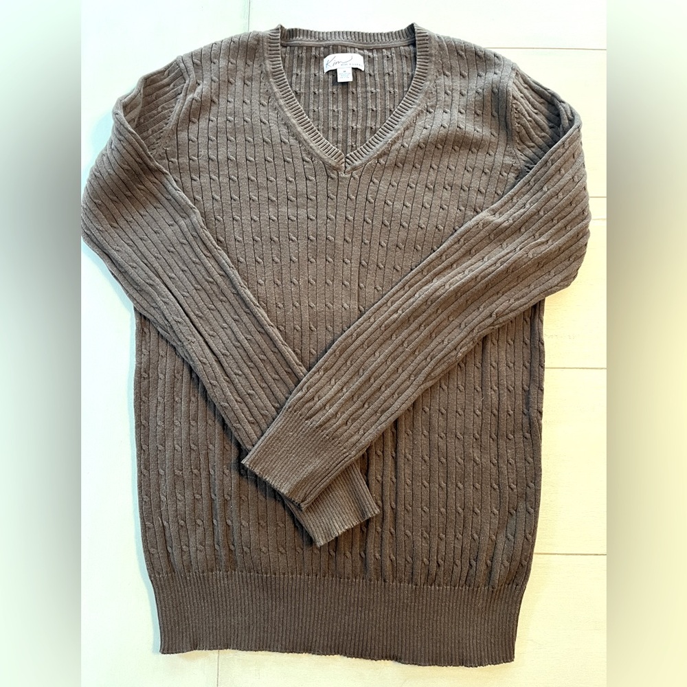 Kim Rogers Brown cute V Neck Sweater size Med